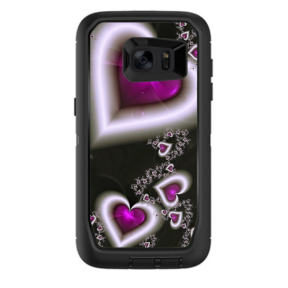  Glowing Hearts Pink White Otterbox Defender Samsung Galaxy S7 Edge Skin