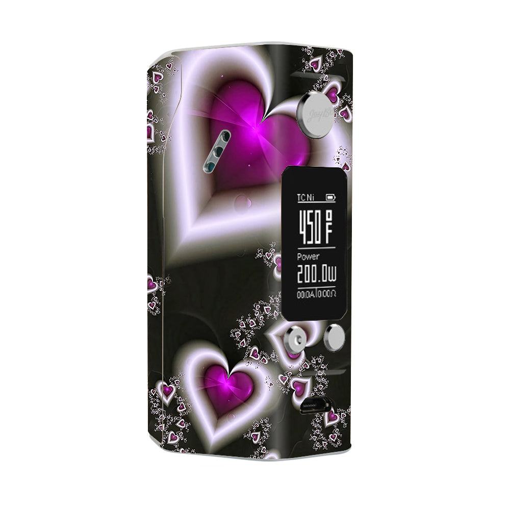  Glowing Hearts Pink White Wismec Reuleaux RX200S Skin