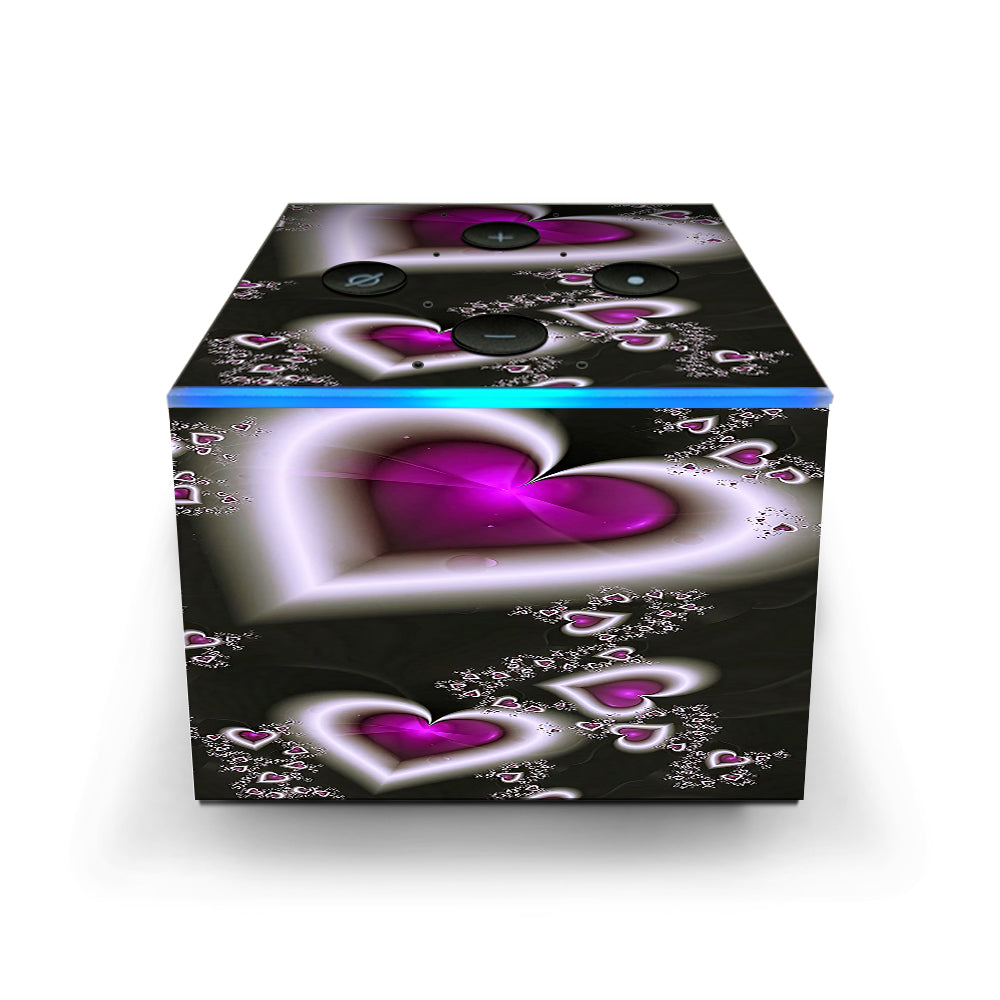  Glowing Hearts Pink White Amazon Fire TV Cube Skin