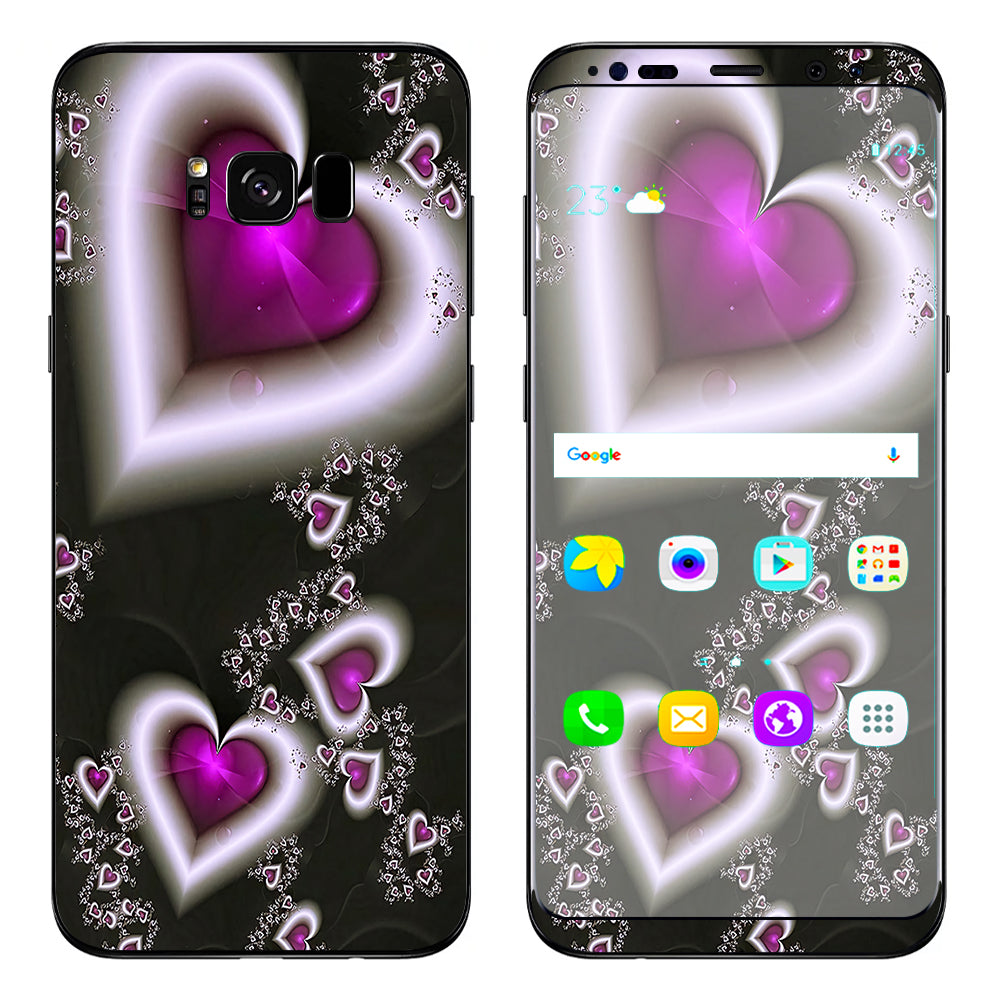  Glowing Hearts Pink White Samsung Galaxy S8 Plus Skin
