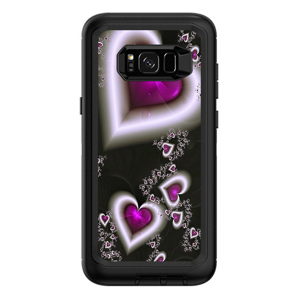  Glowing Hearts Pink White Otterbox Defender Samsung Galaxy S8 Plus Skin