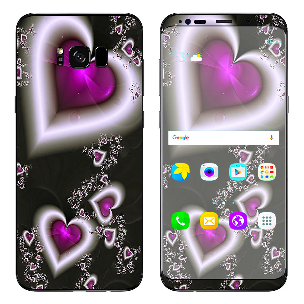  Glowing Hearts Pink White Samsung Galaxy S8 Skin