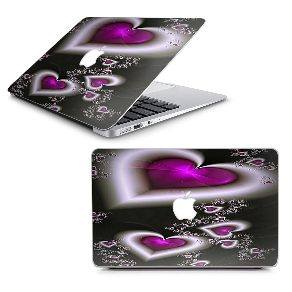  Glowing Hearts Pink White Macbook Air 13" A1369 A1466 Skin