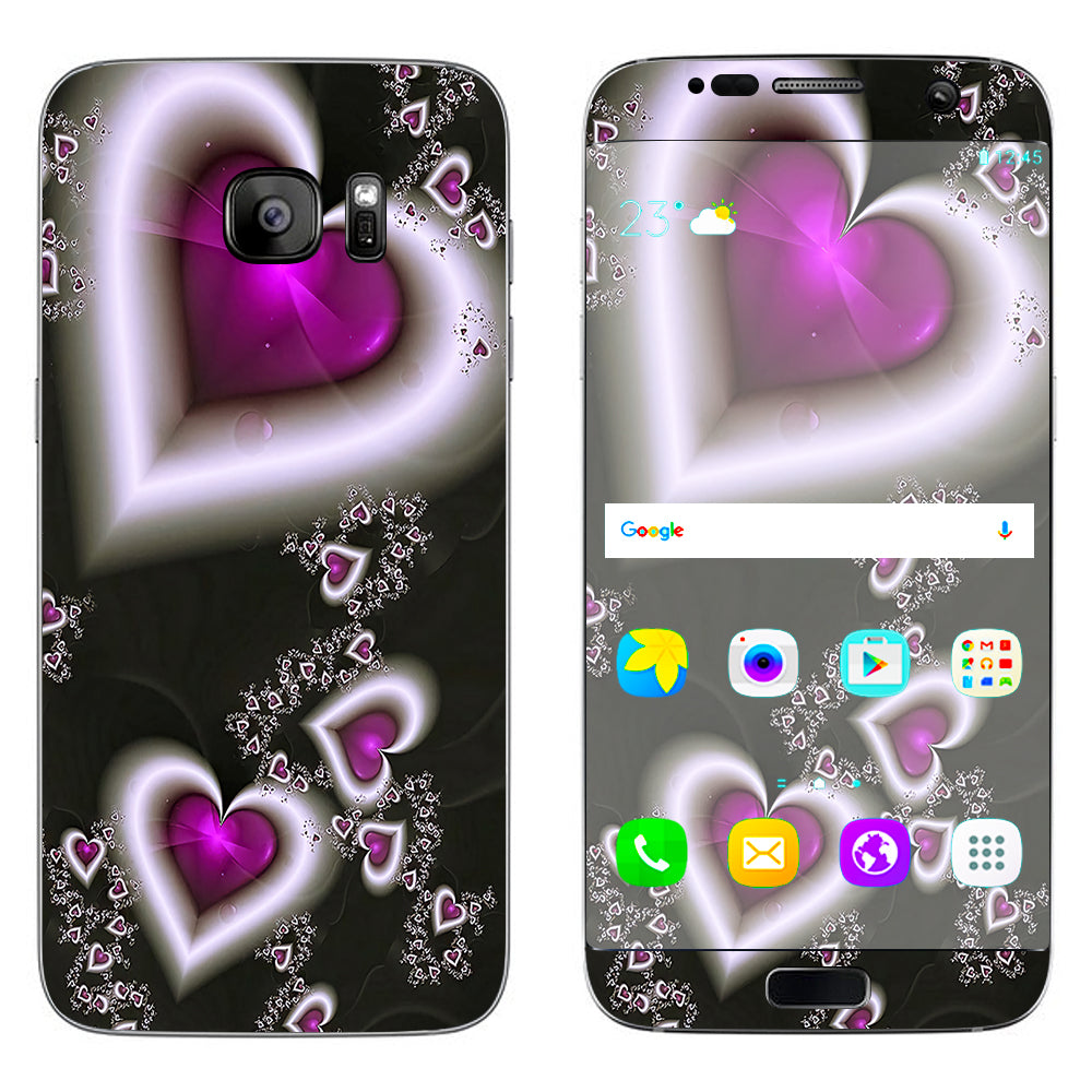  Glowing Hearts Pink White Samsung Galaxy S7 Edge Skin