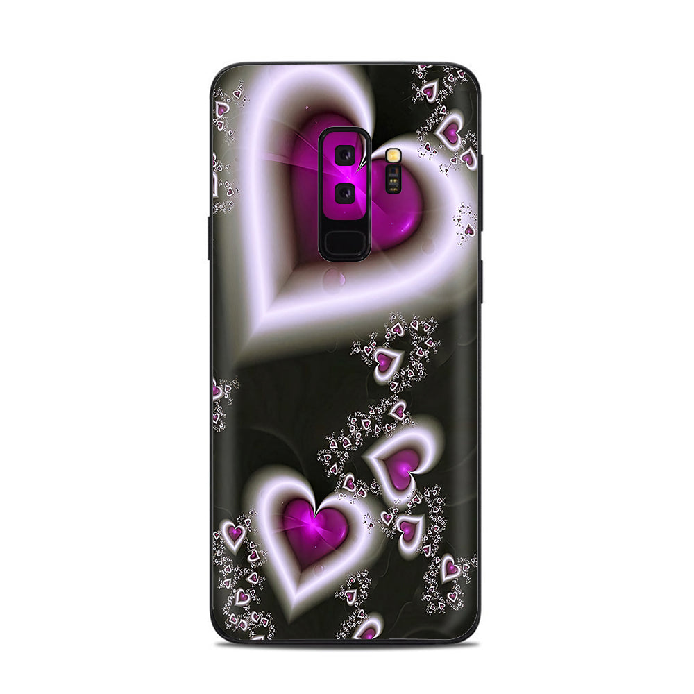  Glowing Hearts Pink White Samsung Galaxy S9 Plus Skin