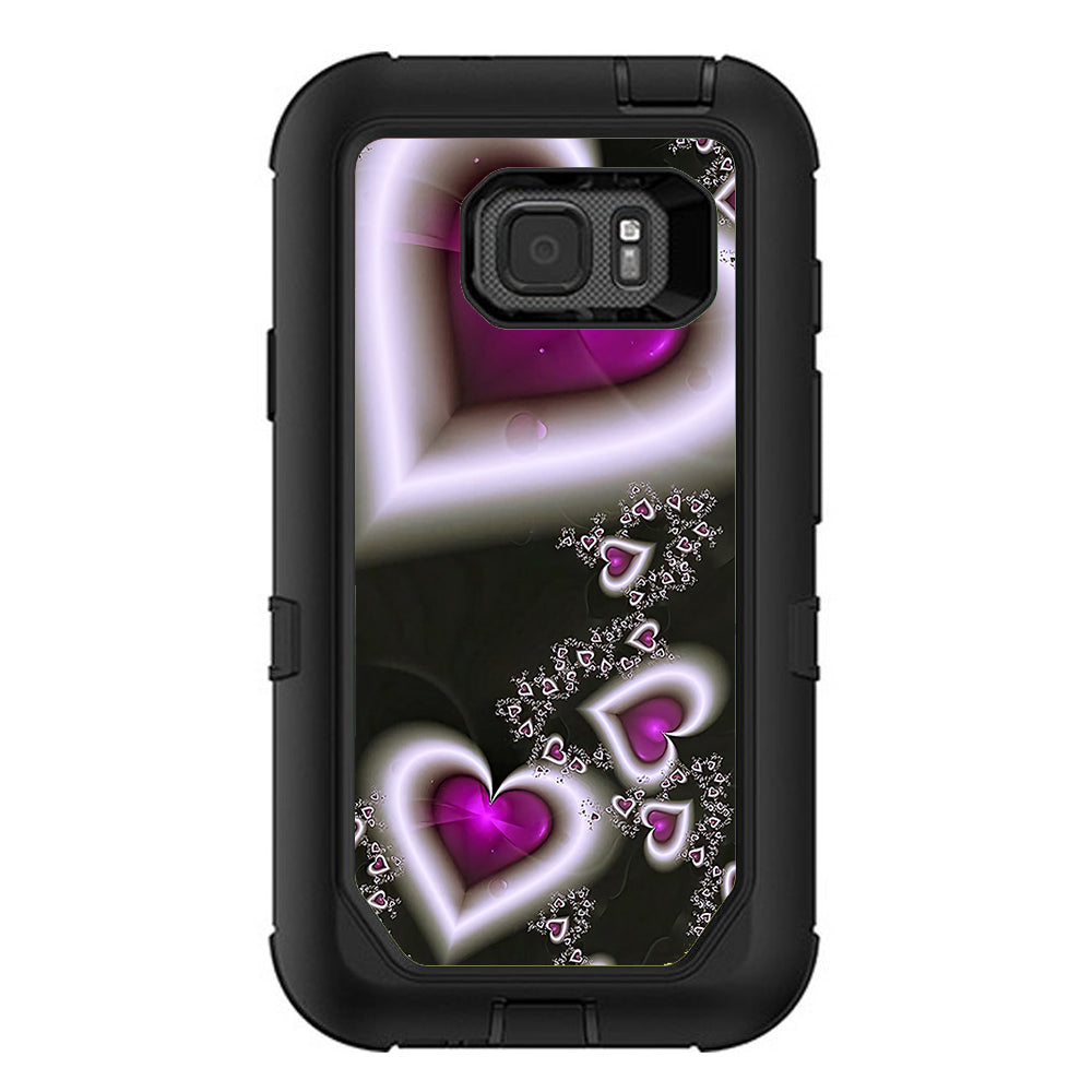  Glowing Hearts Pink White Otterbox Defender Samsung Galaxy S7 Active Skin
