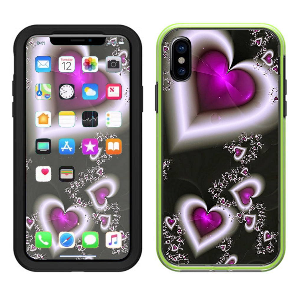  Glowing Hearts Pink White Lifeproof Slam Case iPhone X Skin