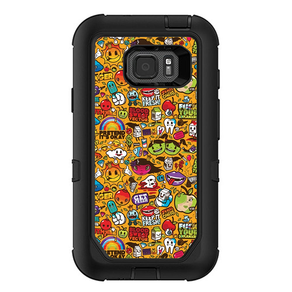  Comic Sticker Slap Cartoon Otterbox Defender Samsung Galaxy S7 Active Skin