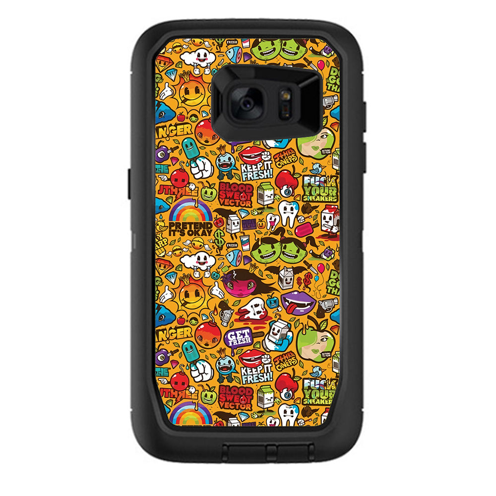  Comic Sticker Slap Cartoon Otterbox Defender Samsung Galaxy S7 Edge Skin