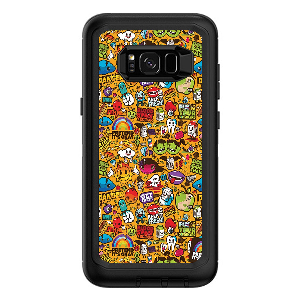  Comic Sticker Slap Cartoon Otterbox Defender Samsung Galaxy S8 Plus Skin