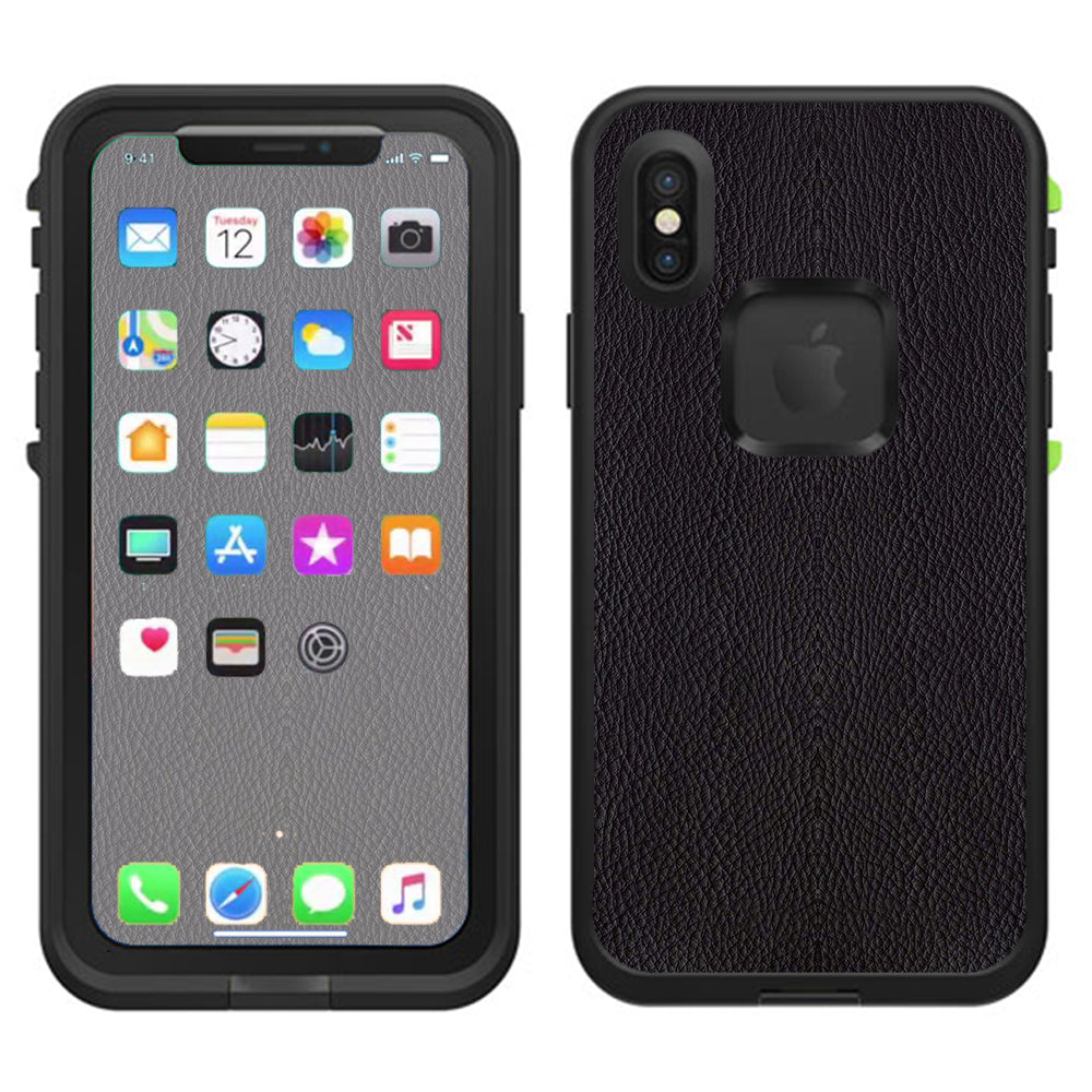  Black Leather Pattern Look Lifeproof Fre Case iPhone X Skin