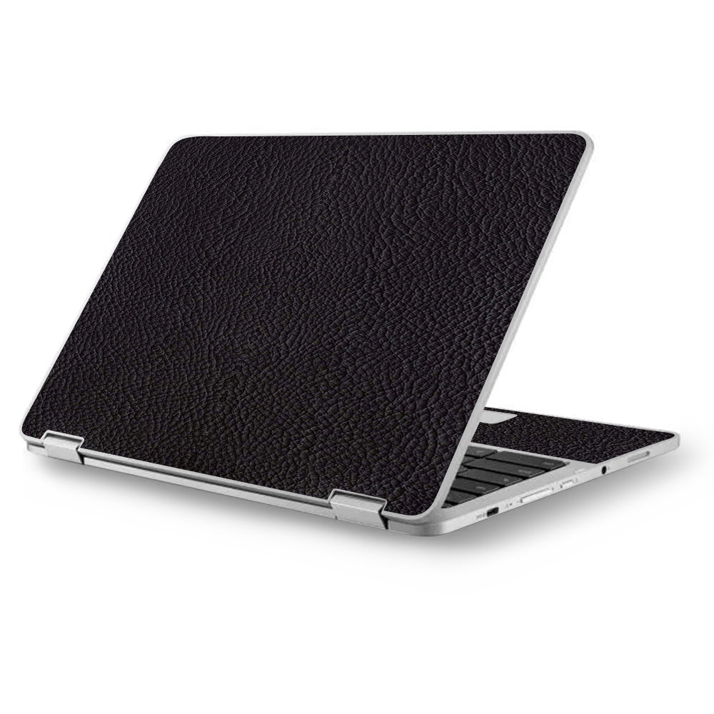  Black Leather Pattern Look Asus Chromebook Flip 12.5" Skin
