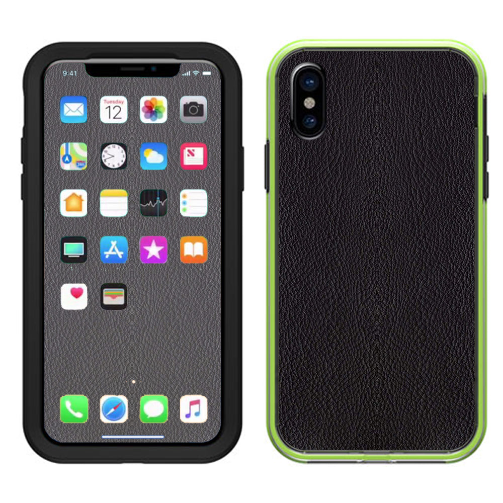  Black Leather Pattern Look Lifeproof Slam Case iPhone X Skin