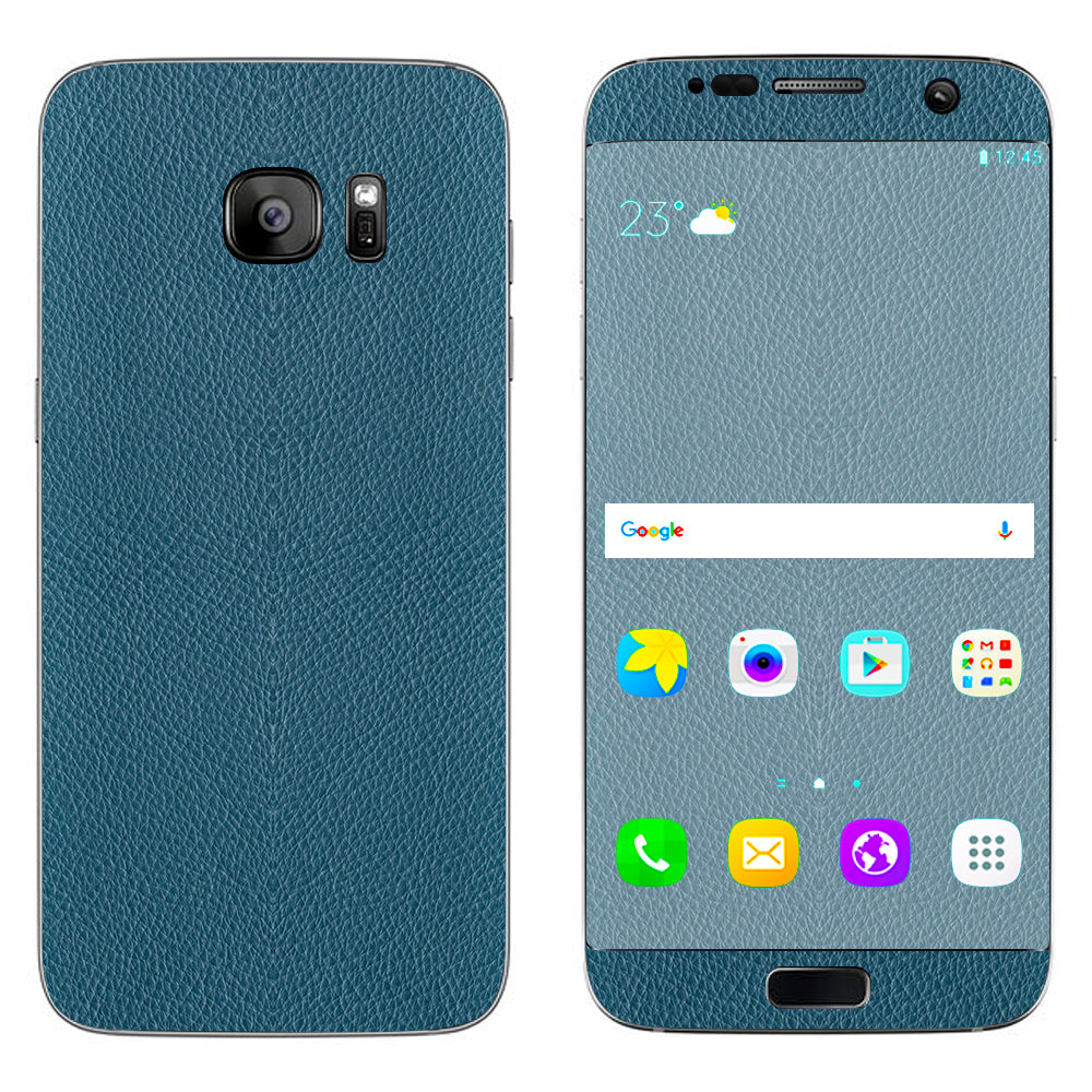  Blue Teal Leather Pattern Look Samsung Galaxy S7 Edge Skin
