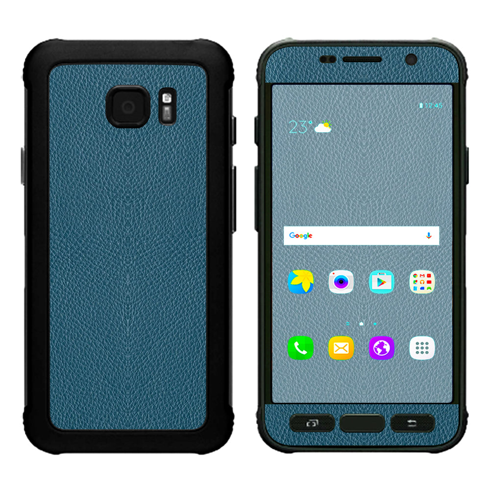  Blue Teal Leather Pattern Look Samsung Galaxy S7 Active Skin