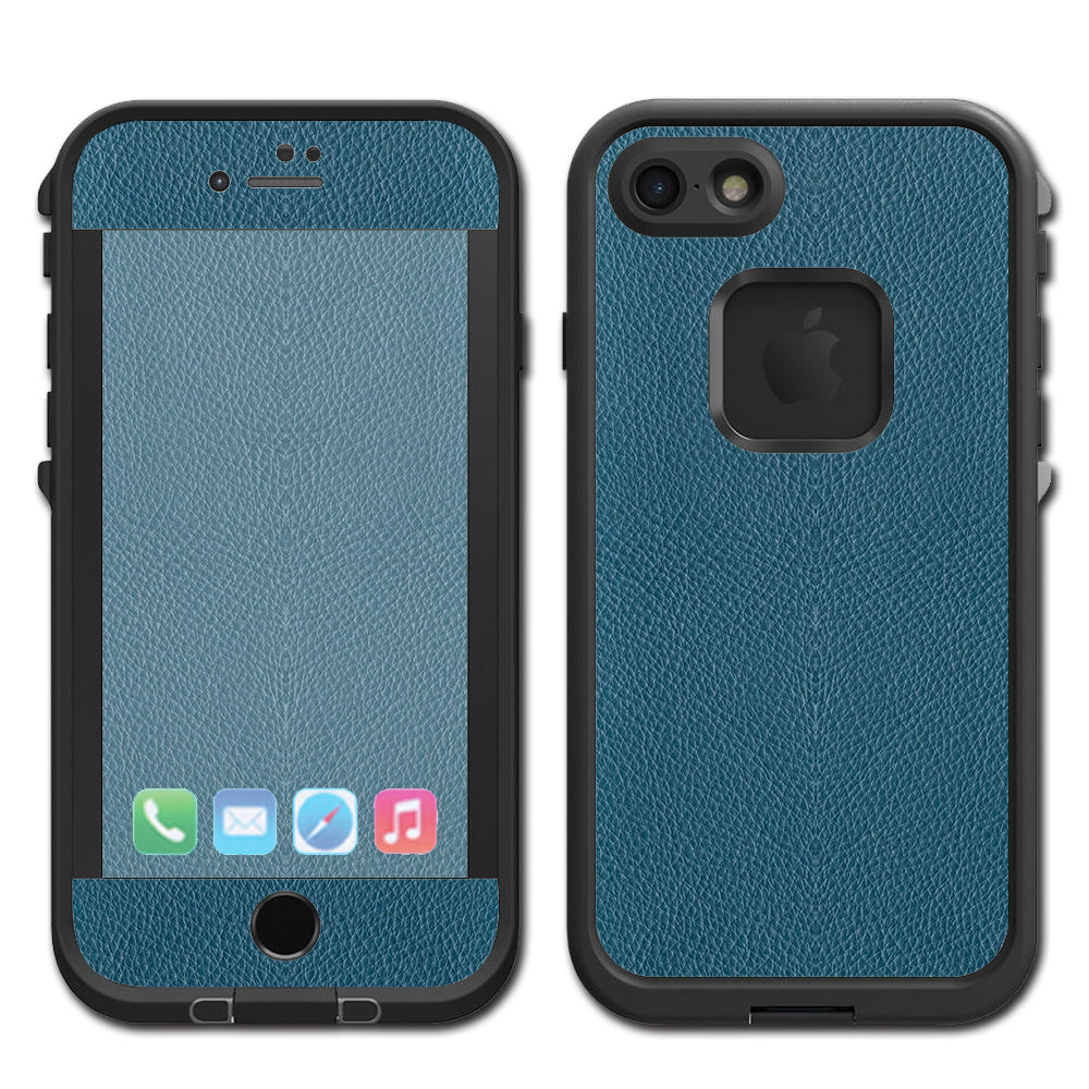  Blue Teal Leather Pattern Look Lifeproof Fre iPhone 7 or iPhone 8 Skin