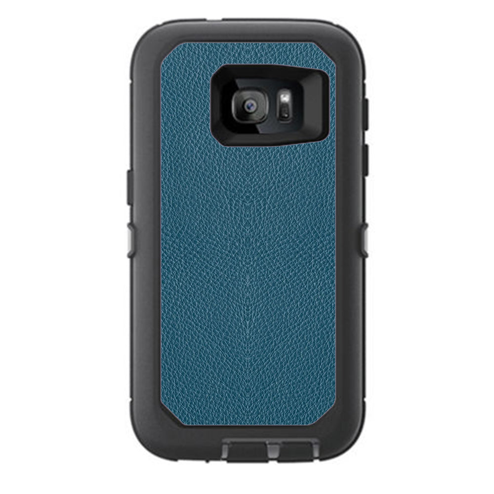  Blue Teal Leather Pattern Look Otterbox Defender Samsung Galaxy S7 Skin