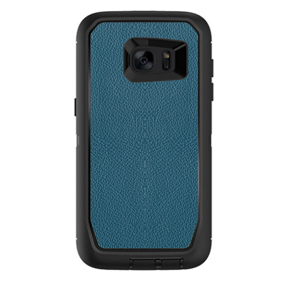  Blue Teal Leather Pattern Look Otterbox Defender Samsung Galaxy S7 Edge Skin