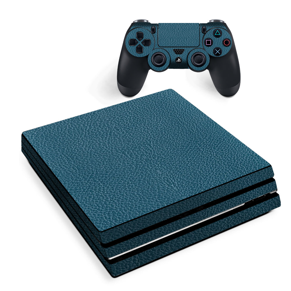 Blue Teal Leather Pattern Look Sony PS4 Pro Skin