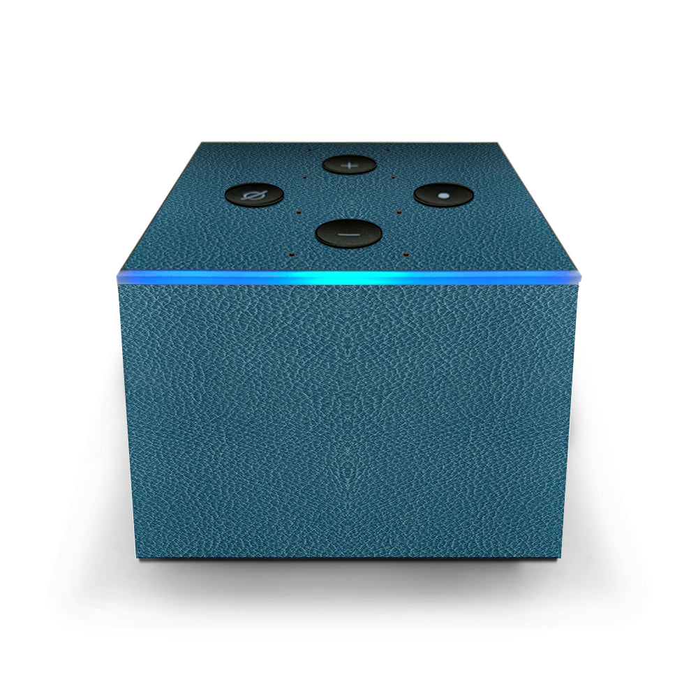  Blue Teal Leather Pattern Look Amazon Fire TV Cube Skin