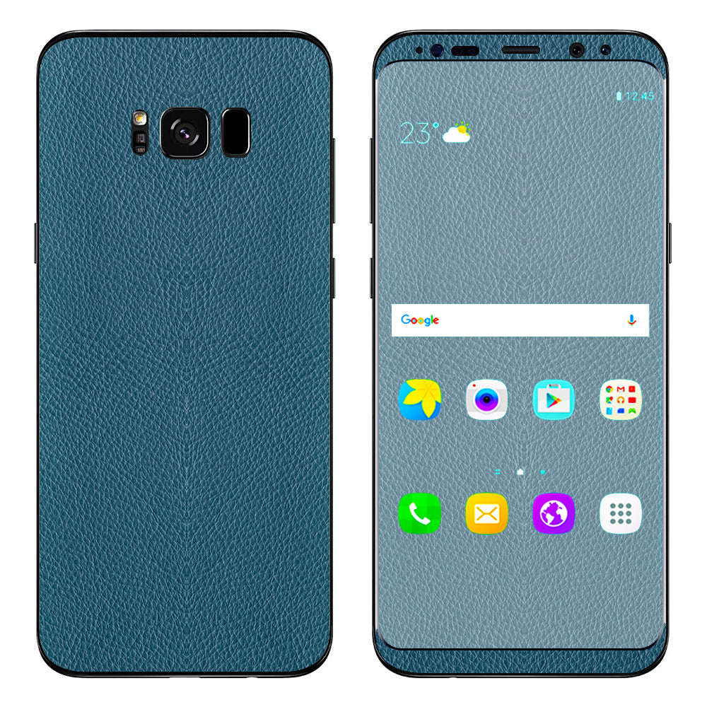  Blue Teal Leather Pattern Look Samsung Galaxy S8 Skin