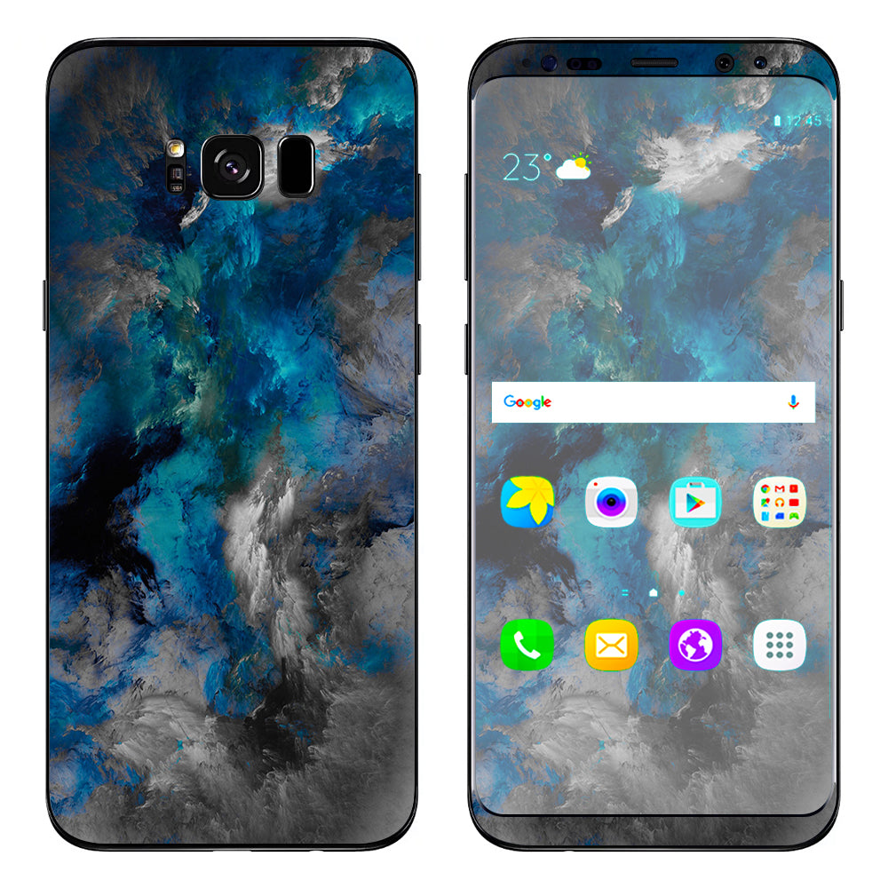  Blue Grey Painted Clouds Watercolor Samsung Galaxy S8 Skin