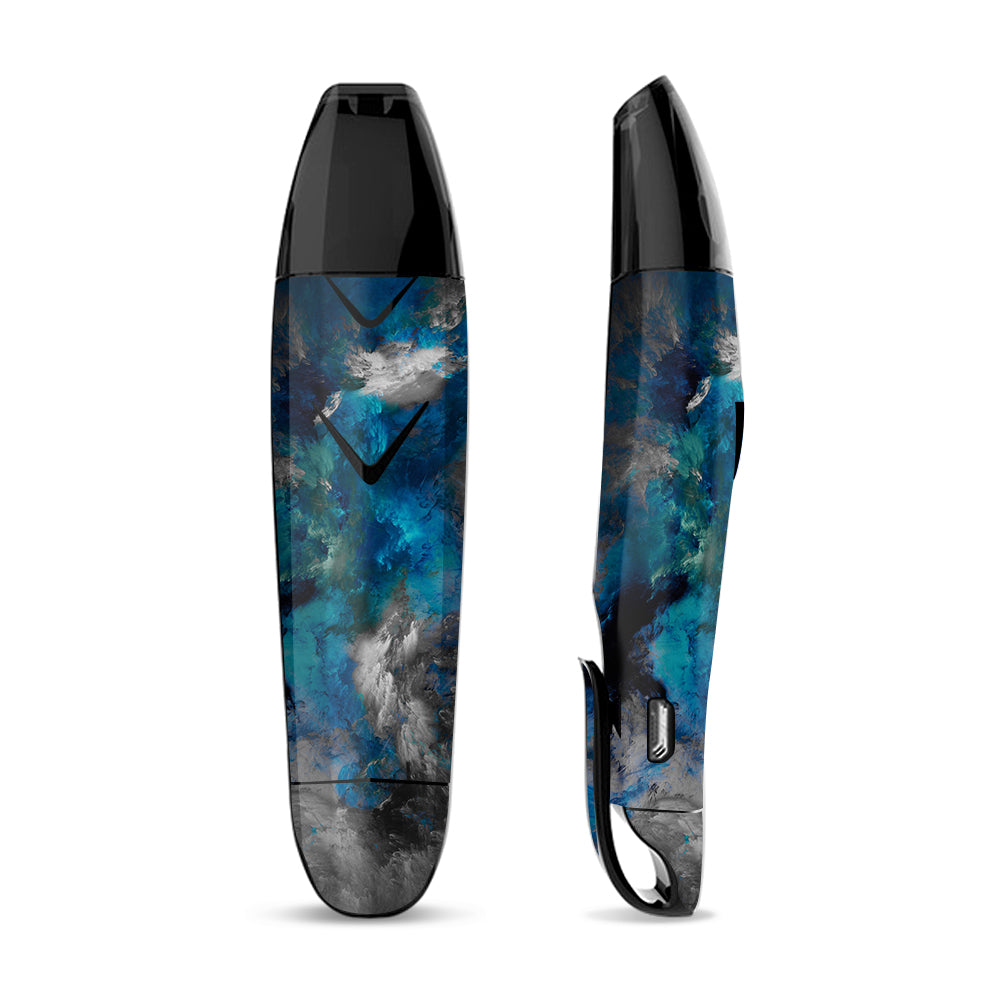 Skin Decal for Suorin Vagon  Vape / Blue Grey Painted Clouds watercolor
