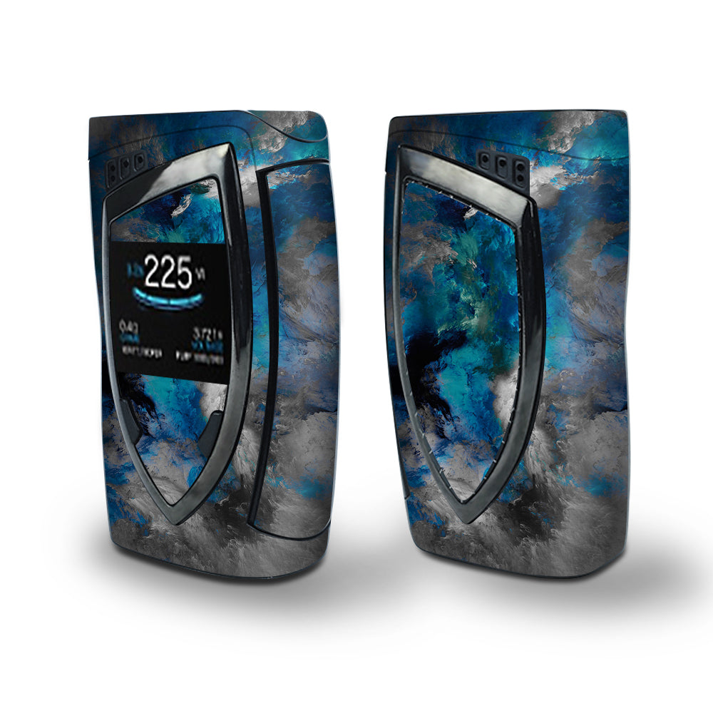 Skin Decal Vinyl Wrap for Smok Devilkin Kit 225w (includes TFV12 Prince Tank Skins) Vape Skins Stickers Cover / Blue Grey Painted Clouds watercolor