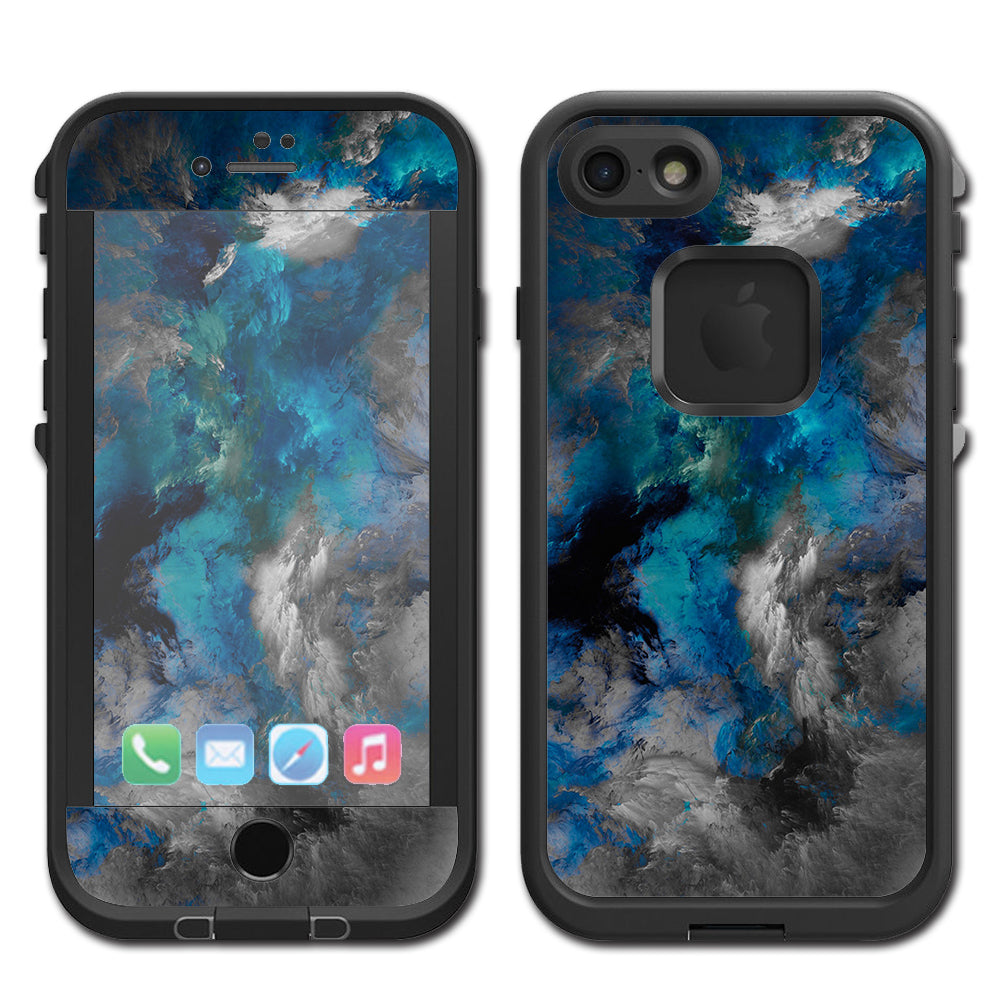  Blue Grey Painted Clouds Watercolor Lifeproof Fre iPhone 7 or iPhone 8 Skin