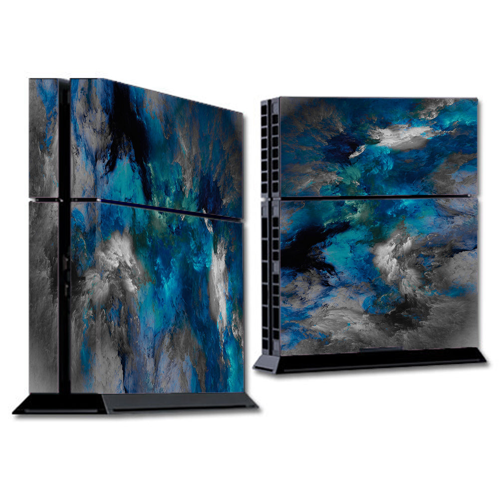  Blue Grey Painted Clouds Watercolor Sony Playstation PS4 Skin