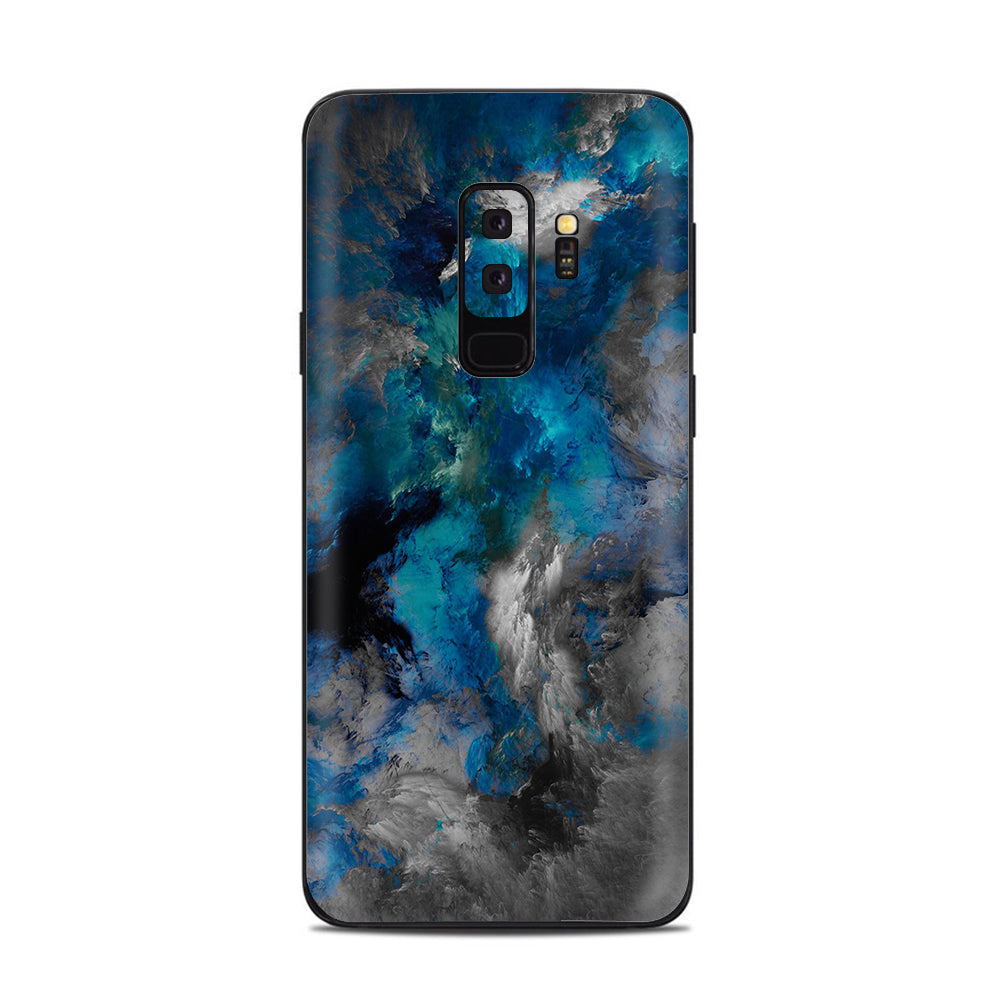  Blue Grey Painted Clouds Watercolor Samsung Galaxy S9 Plus Skin