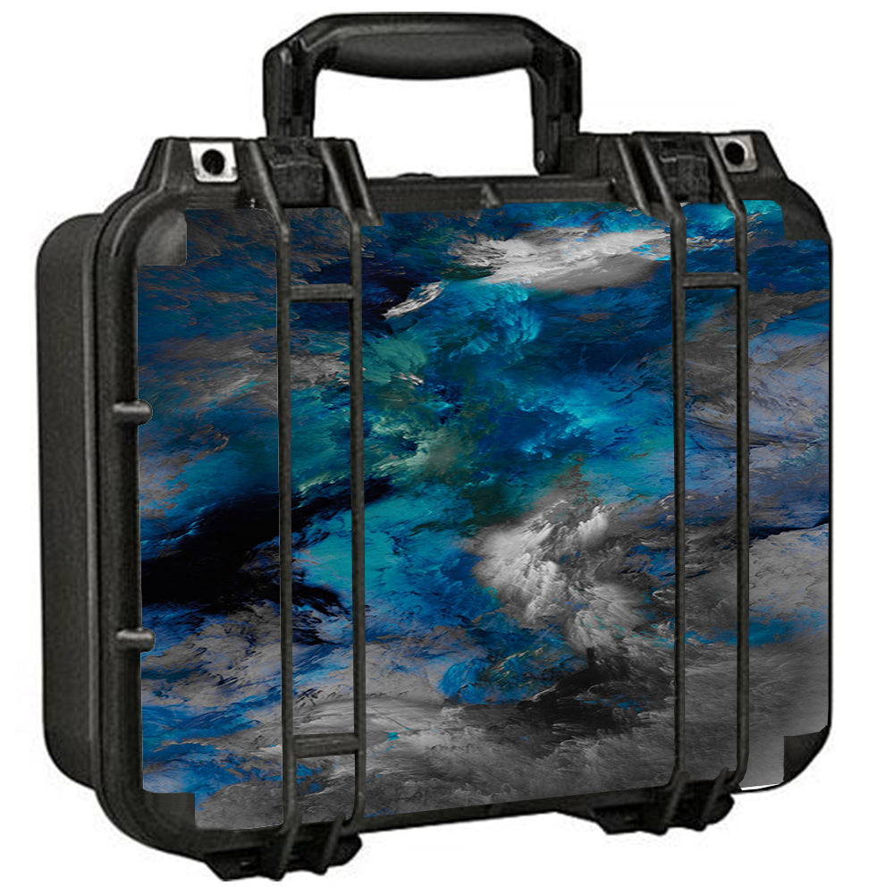  Blue Grey Painted Clouds Watercolor Pelican Case 1400 Skin