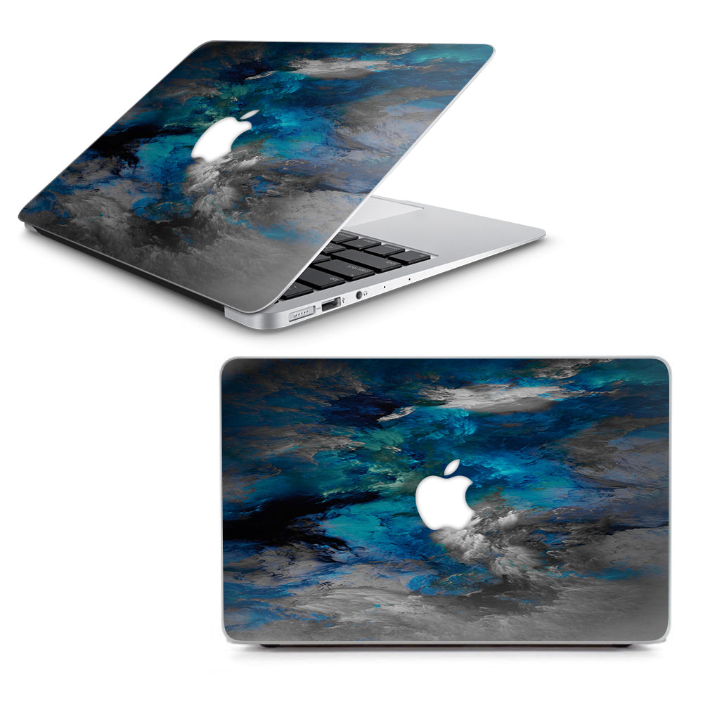  Blue Grey Painted Clouds Watercolor Macbook Air 11" A1370 A1465 Skin