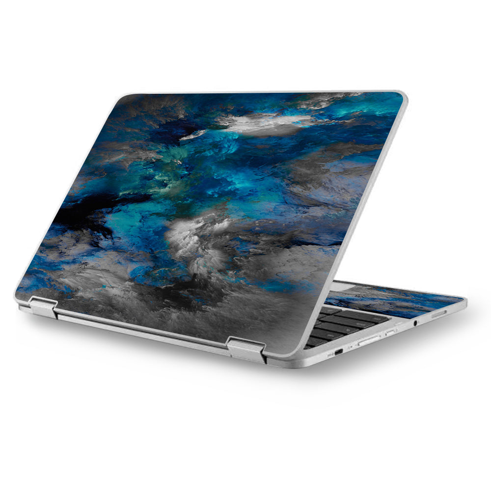  Blue Grey Painted Clouds Watercolor Asus Chromebook Flip 12.5" Skin