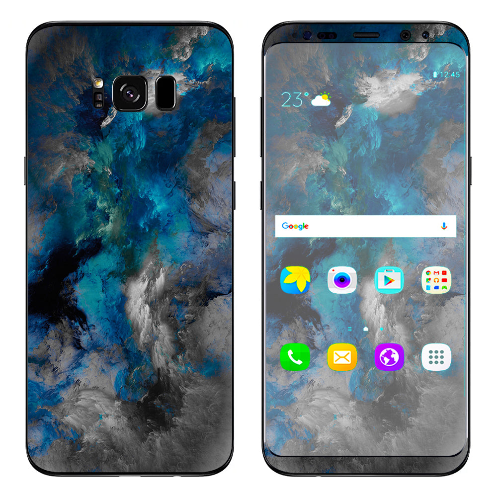  Blue Grey Painted Clouds Watercolor Samsung Galaxy S8 Plus Skin