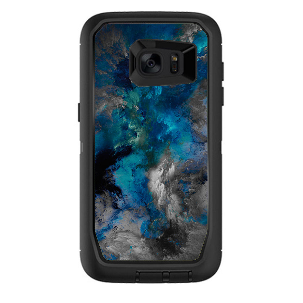  Blue Grey Painted Clouds Watercolor Otterbox Defender Samsung Galaxy S7 Edge Skin