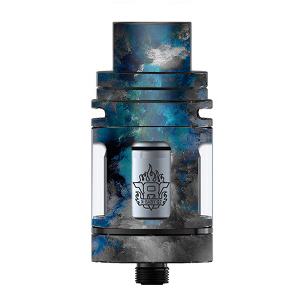  Blue Grey Painted Clouds Watercolor TFV8 X-baby Tank Smok Skin