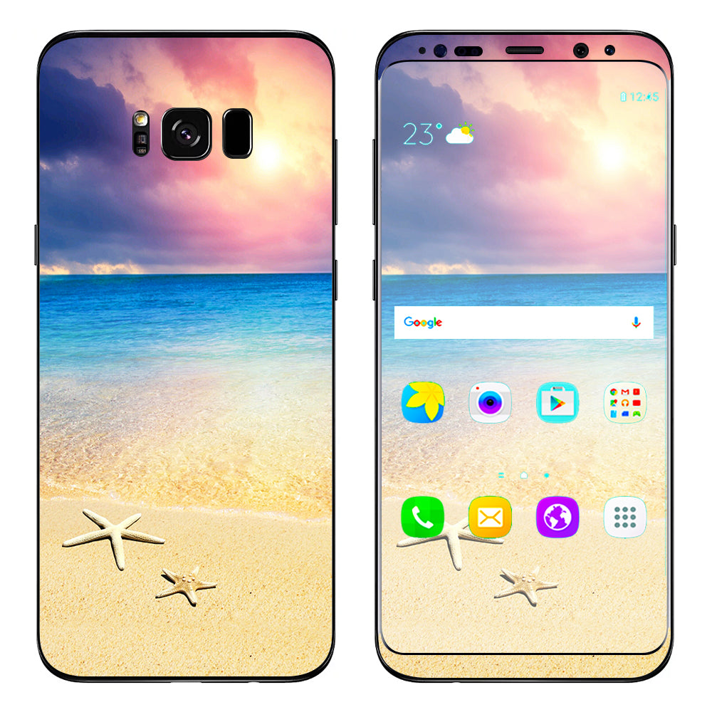 Starfish On The Sand Beach Sunset Samsung Galaxy S8 Skin