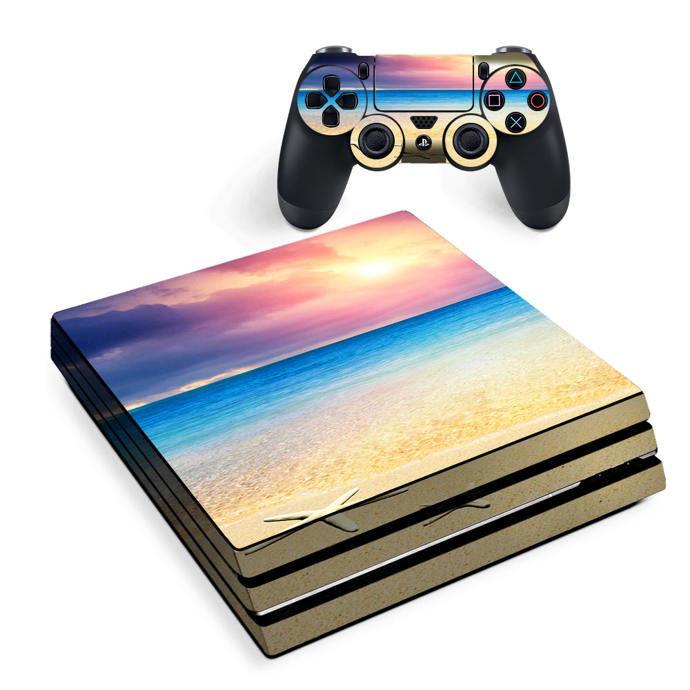 Starfish On The Sand Beach Sunset Sony PS4 Pro Skin