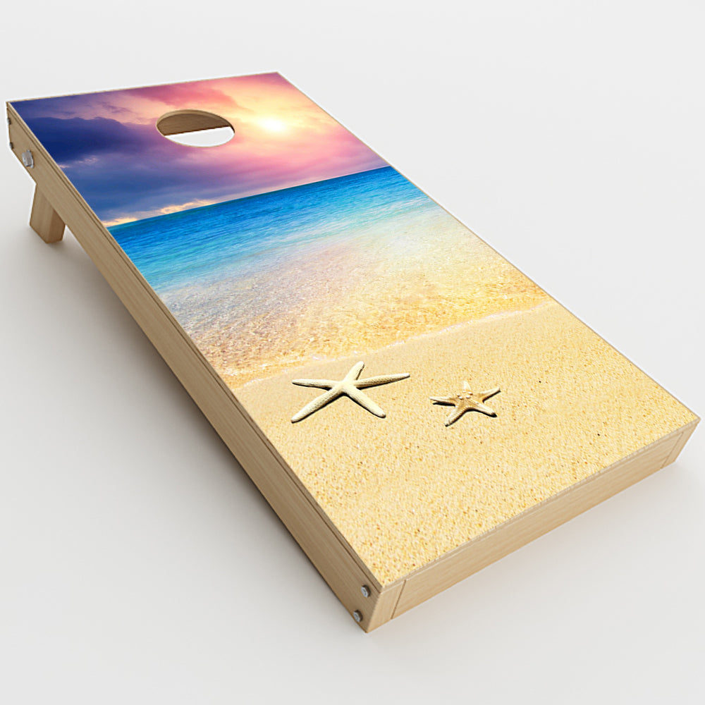  Starfish On The Sand Beach Sunset Cornhole Game Boards  Skin