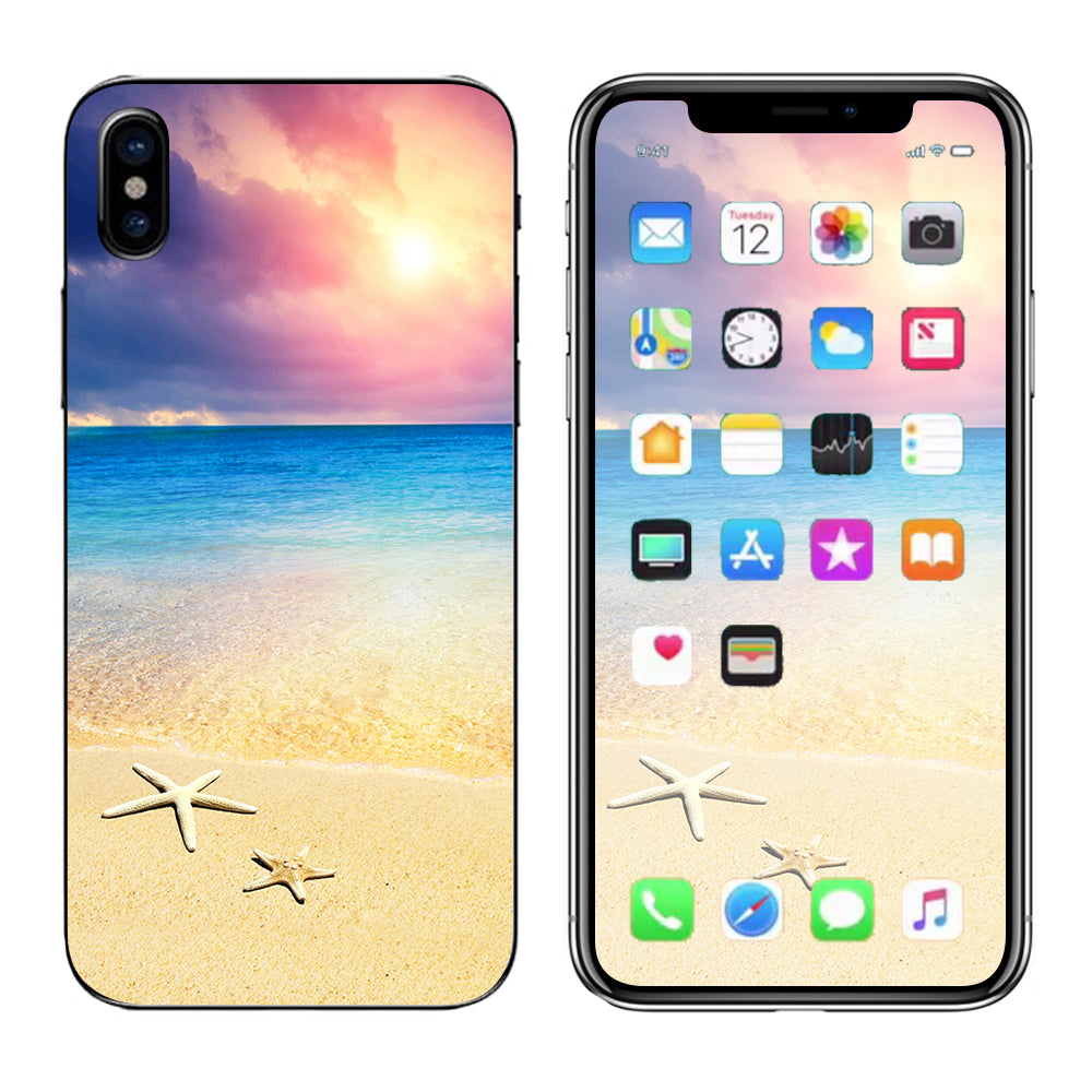  Starfish On The Sand Beach Sunset Apple iPhone X Skin
