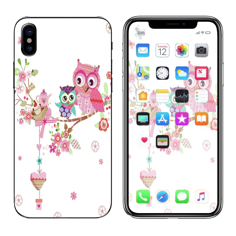  Owls In Tree Teacup Cupcake Apple iPhone X Skin