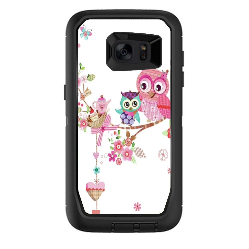  Owls In Tree Teacup Cupcake Otterbox Defender Samsung Galaxy S7 Edge Skin