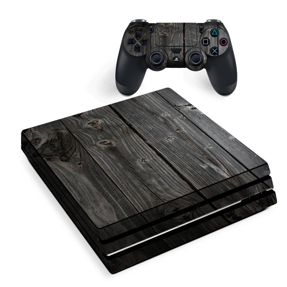 Reclaimed Grey Wood Old Sony PS4 Pro Skin