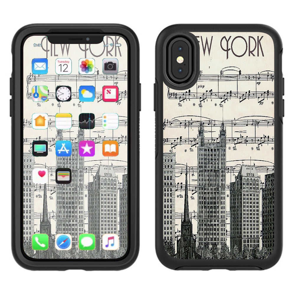  New York City Music Notes Otterbox Defender Apple iPhone X Skin