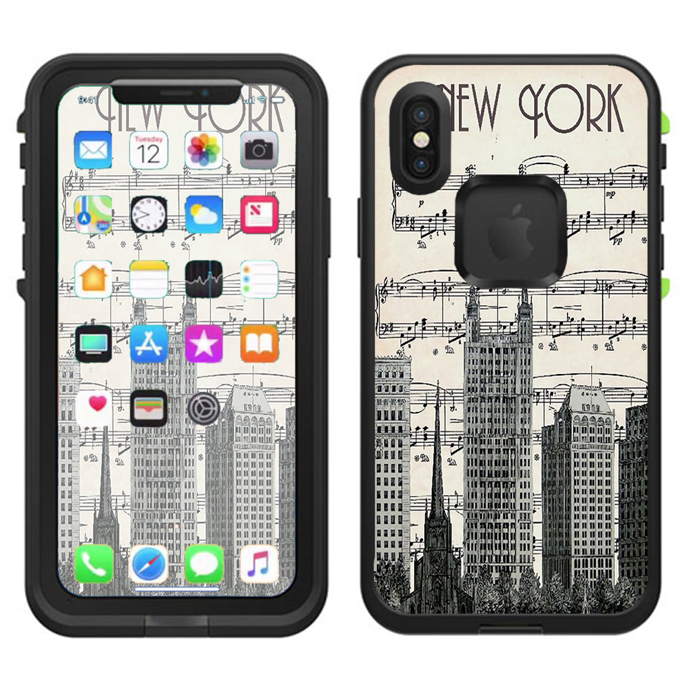  New York City Music Notes Lifeproof Fre Case iPhone X Skin