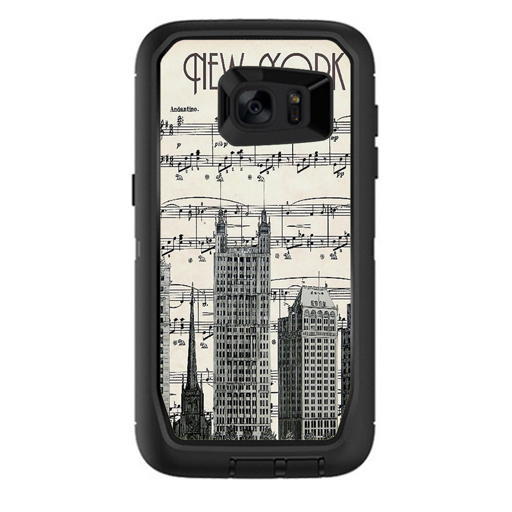  New York City Music Notes Otterbox Defender Samsung Galaxy S7 Edge Skin