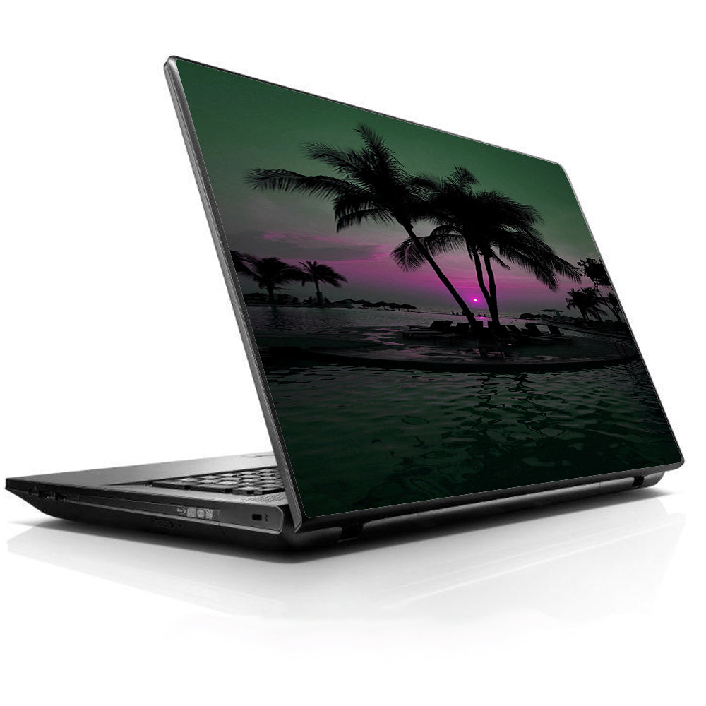  Sunset Tropical Paradise Poolside Universal 13 to 16 inch wide laptop Skin