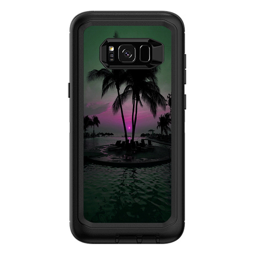  Sunset Tropical Paradise Poolside Otterbox Defender Samsung Galaxy S8 Plus Skin