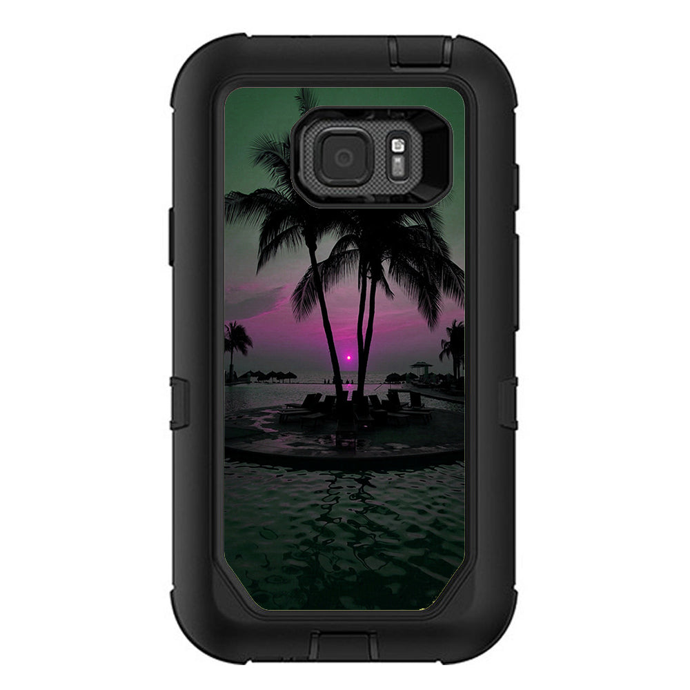  Sunset Tropical Paradise Poolside Otterbox Defender Samsung Galaxy S7 Active Skin